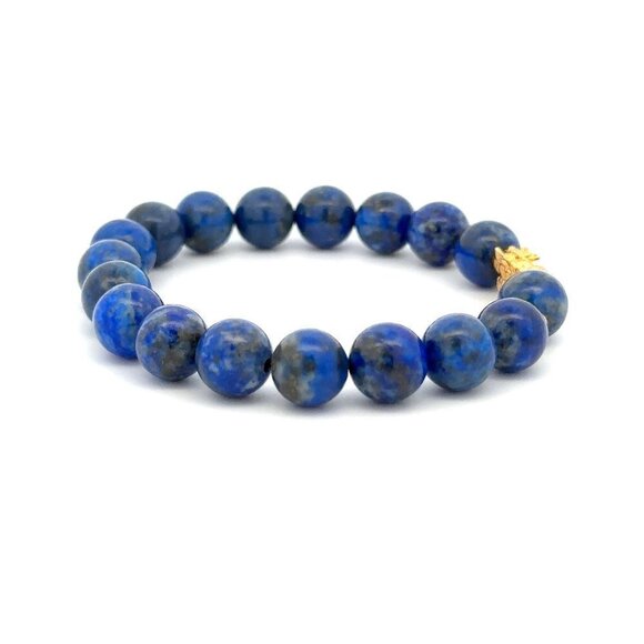 18K Gold Dragon Pixiu Piyao Lucky Charm Beads Bracelet Gemstones Lapis Lazuli 8m - Picture 5 of 8